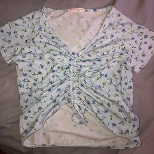 Floral drawstring crop top